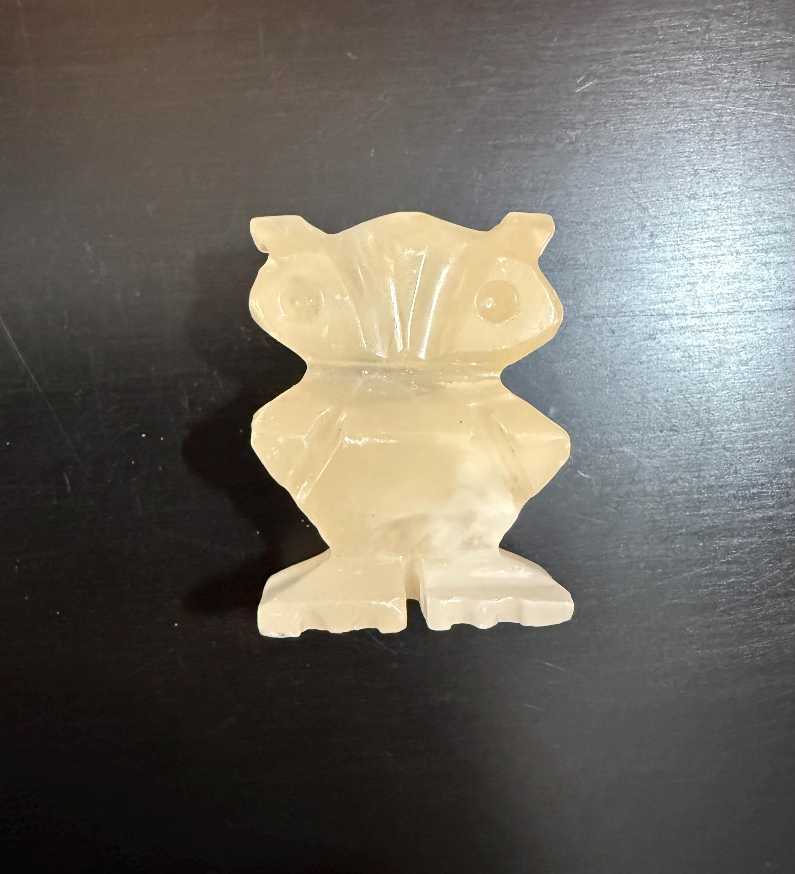 Small Carved Onyx Owl with Slit - 2"