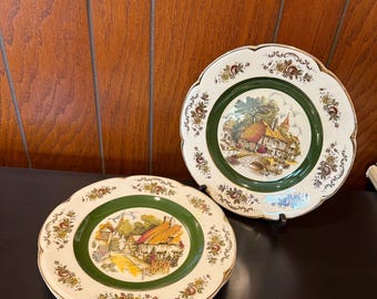 Set of 4 Wood and Sons Ascot Service Plate Decorative Wall Plates - 10.75" - Please read for condition, CRAZING