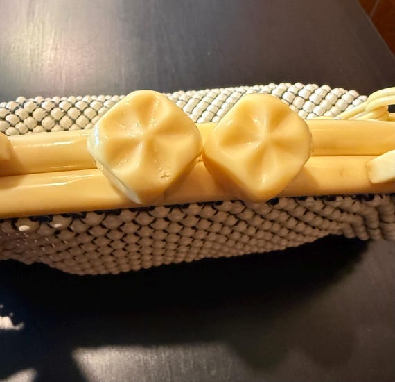 Vintage Whiting Davis Ivory Enamel Mesh and Bakel… - image 4