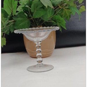 Compote  Vintage Imperial Candlewick Clear 4 Bead Stem Mint Nut Serving Dish