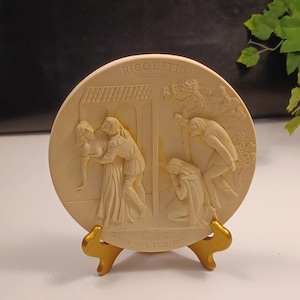 Italian Alabaster Collector Wall Plate Rigoletto - La Scala Grand Opera Series - 1976 Made by Hand