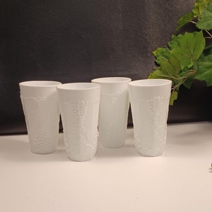 Set of 4 Coolers Indiana Milk Glass Harvest Grapes