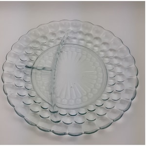Vintage Anchor Hocking Depression Grill Plate Bubble Blue