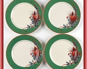 Lenox, Set of 4 Winter Greetings Green Dessert Party Plates New in Box