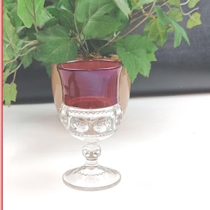 King's Crown-Ruby Flashed (Top Only) Water Goblet Tiffin-Franciscan