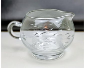 プリンセスハウス ヘリテージ クリーマー 手吹きハンドカット アシッドエッチング フローラルデザイン