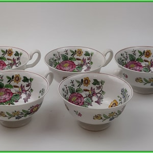 Lot of 5 Orphan Tea Cups Floral Spode Copeland China