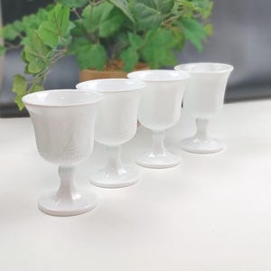 4 Wasser Kelch Indiana Milchglas Ernte Trauben Barware Trinkgefäße