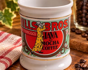 Vintage  Advertisement Hills Bros Java Mocha Coffee Porcelain Mug  The Corner Store Collection