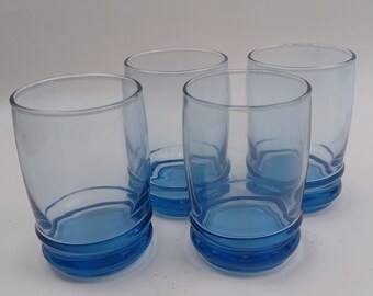 Set of 4  Vintage Saturn Blue Juice Glasses Anchor Hocking