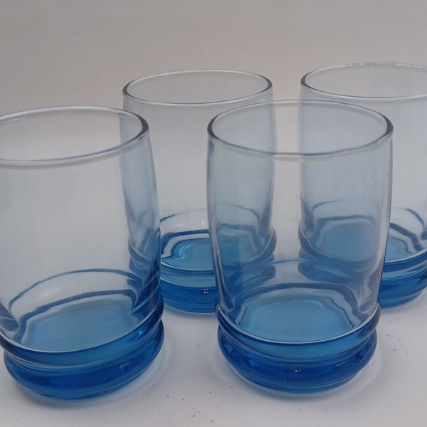 Set of 4  Vintage Saturn Blue Juice Glasses Anchor Hocking