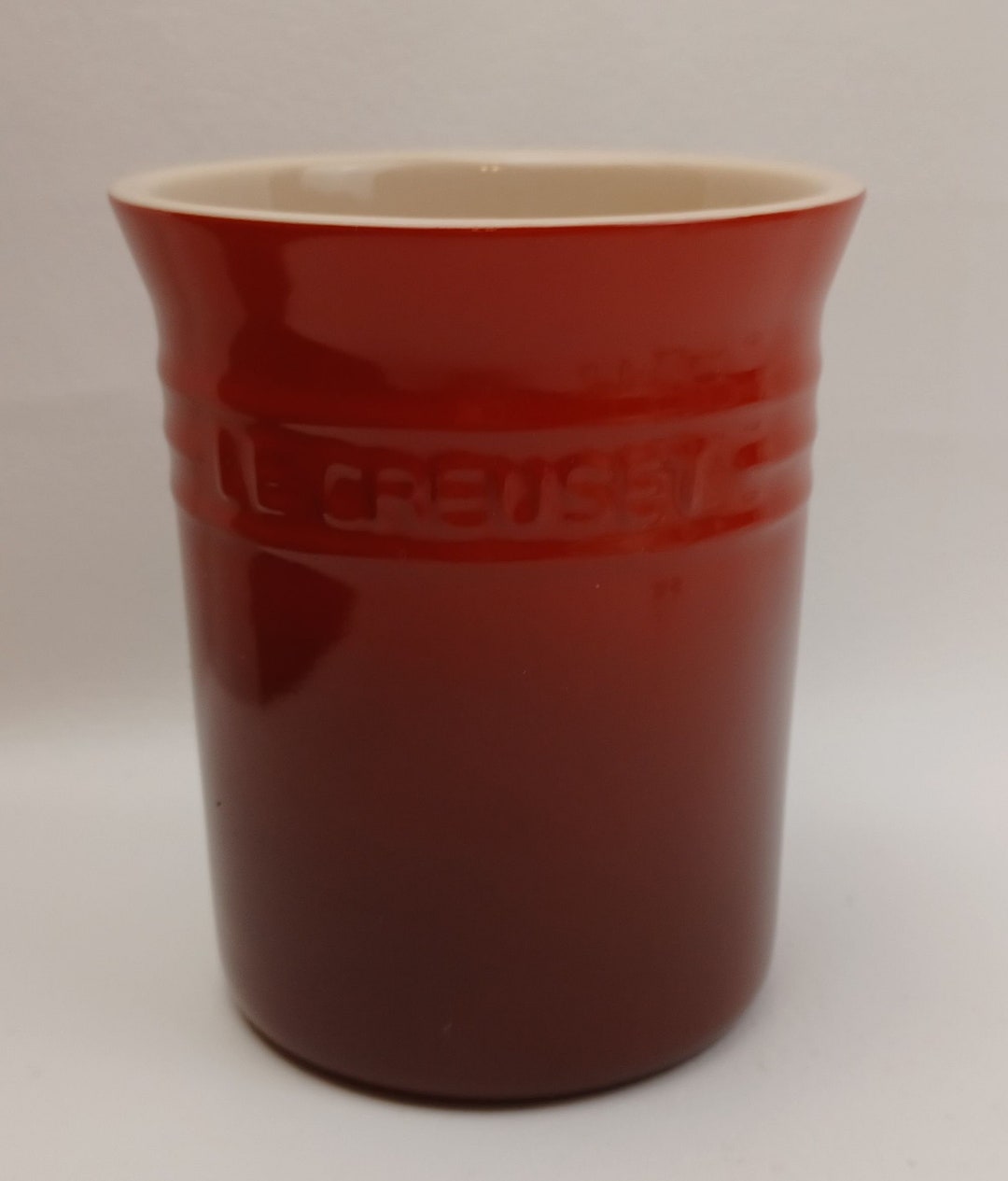Le Creuset Stoneware Utensil Crock 6 X 4.75 Inch Cherry Red Etsy