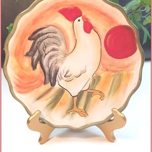 Vintage Fitz & Floyd Rooster  at Sunrise  Canape Plate Chanteclair