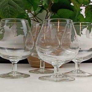 Set of 4  Brandy  Glasses Vintage Princess House Heritage Blown Glass Crystal