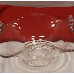 Vintage New Martinsville Clear Handled Bon Bon Candy Dish