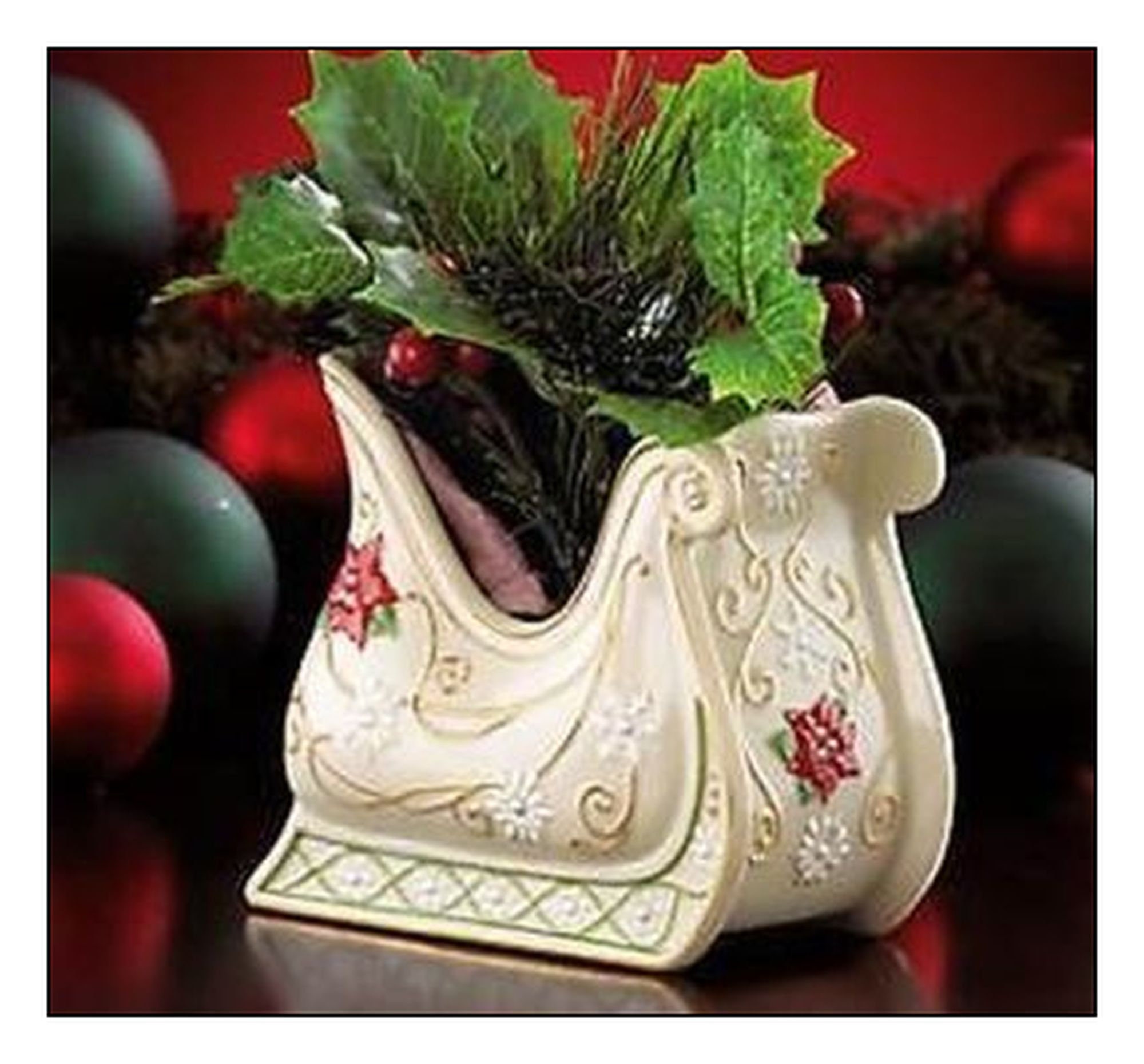 Lenox Christmas Petals and Pearls Sleigh Vase NEW in Box Etsy