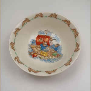Royal Doulton Coupe Cereal Soup Bowl Bunnykins Raft Sailing English Fine China