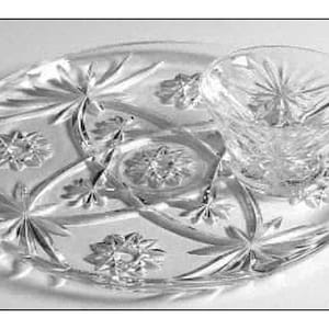 8 Piece Snack Set Anchor Hocking Early American Prescut Clear Star of David
