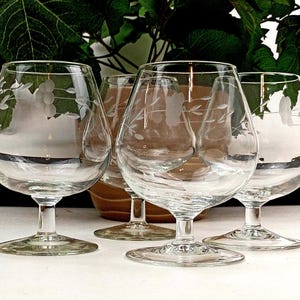 4  Brandy Glasses Vintage Princess House Heritage Blown Glass Crystal Barware