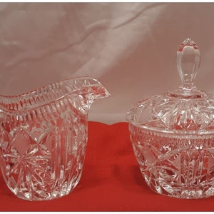 Bedeckte Zuckerdose & Milchkännchen Set Pressglas