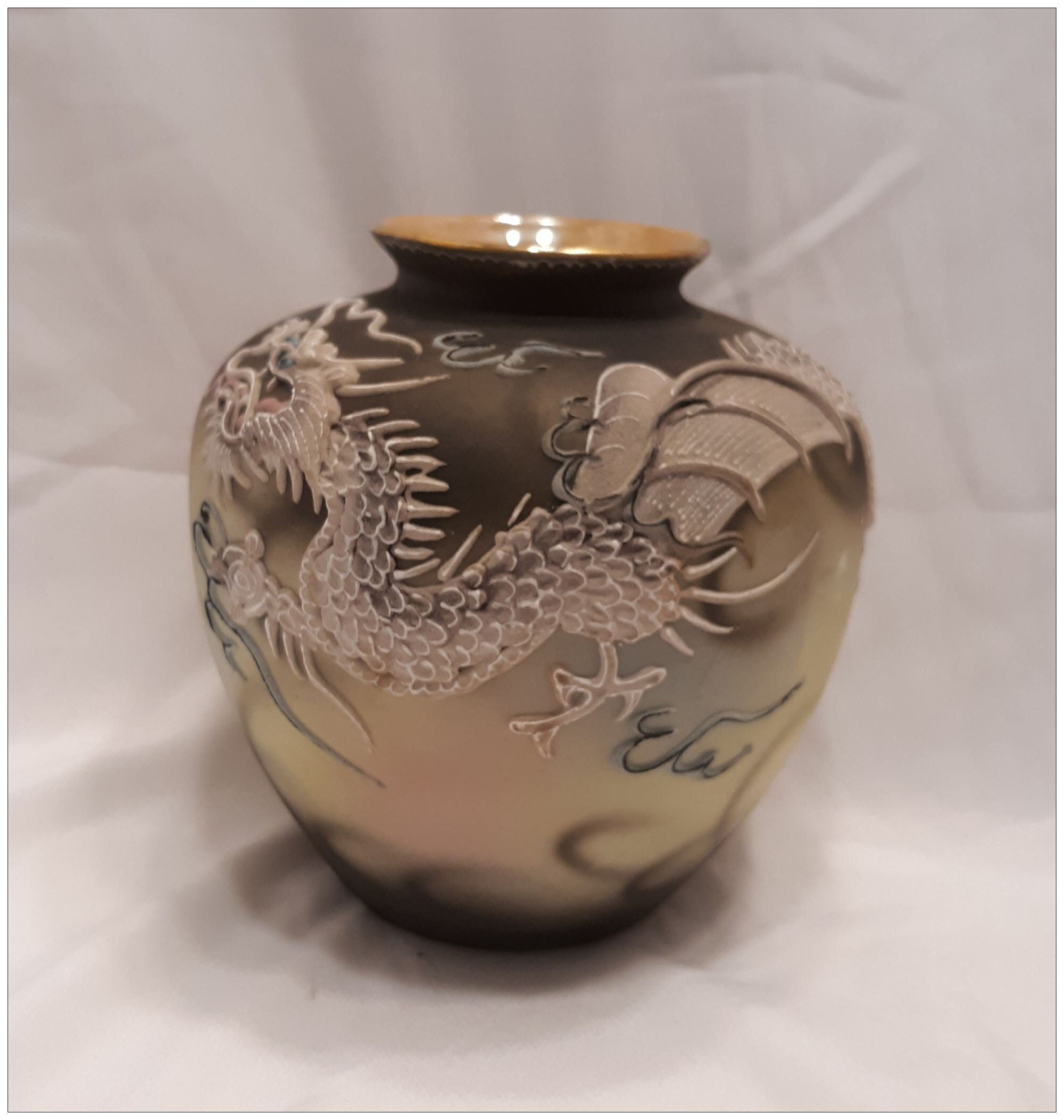 Vintage Dragonware Vase Hand Painted Nippon Japan Porcelain Etsy