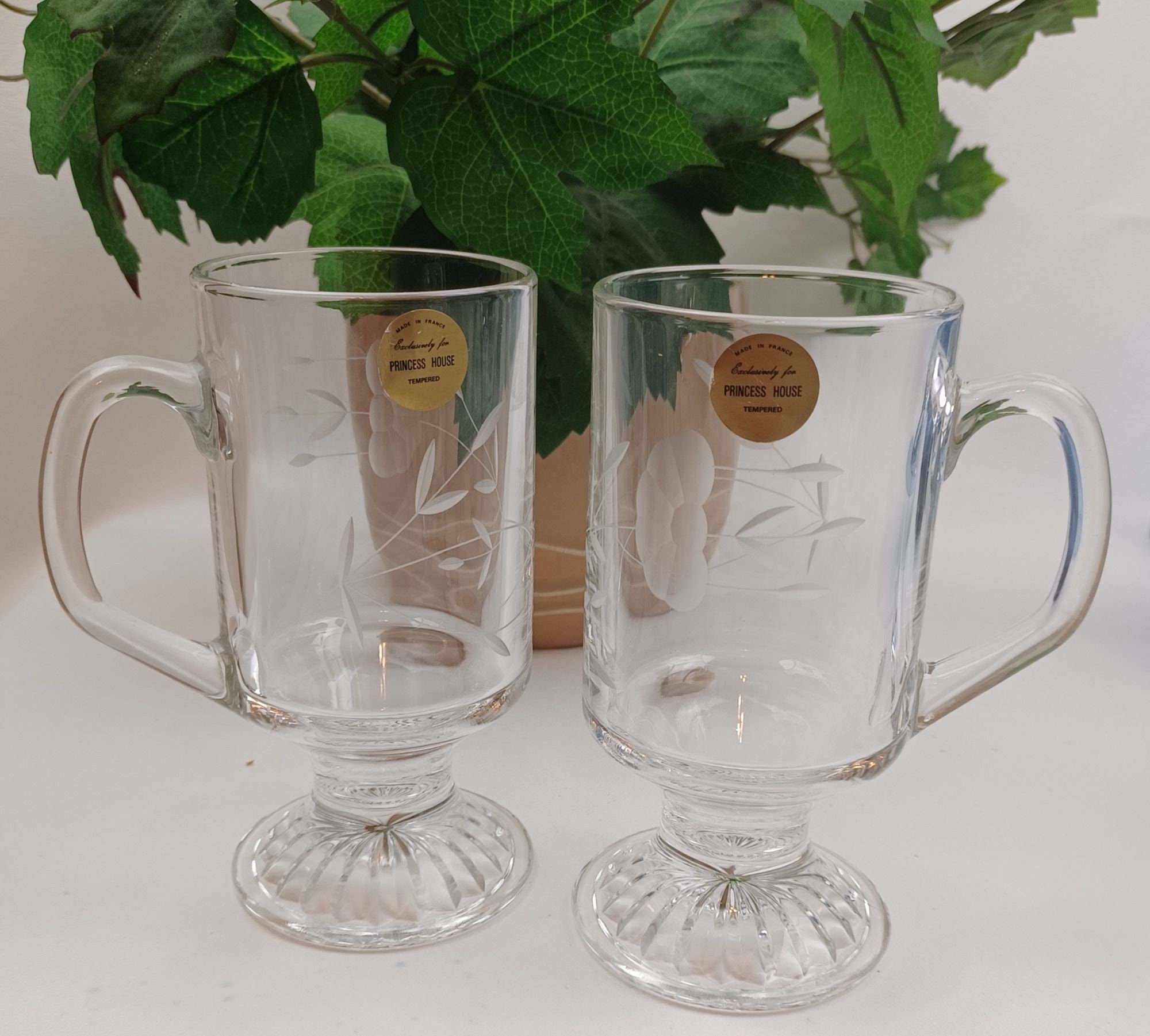 Crystalia Set of 2 Irish Coffee Mugs with Handle, Tall Funnel Clear Glasses for Iced Coffee, Latte, Cappuccino, Hot Chocolate