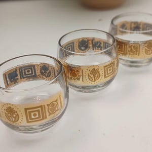 Culver MCM Roly Poly Glasses  Set of 3 Coronet 22K Gold Band