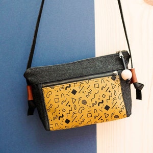 Screenprinted Purse, Small Shoulder Bag, Crossbody bag with leather straps, Unique Gifts for her
