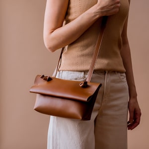 Minimalist Black Vegan Leather Bag, Small Crossbody Bag for Women, Womens Shoulder Bag Vegan, Soft Leather Bag, Modern Everyday Bag image 2