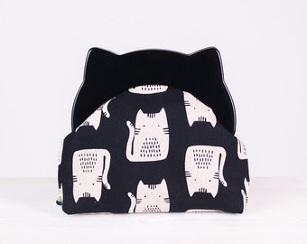 Gatos en bolso clutch negro, regalo amante de los gatos, lienzo Kawaii, Neko, bolso clutch pequeño, clutch marco de resina, gatitos, Sarah Golden, regalos para ella