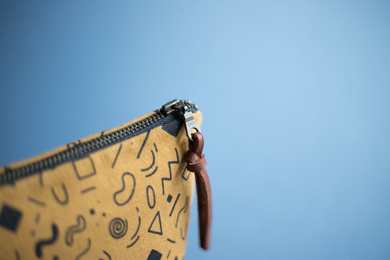 Abstract Print Purse, Small Makeup Bag, Screen Printed Purse, Linen Zipper Pouch, Cute Pencil Case, Burnt Orange Purse, Unique Gifts for her image 6