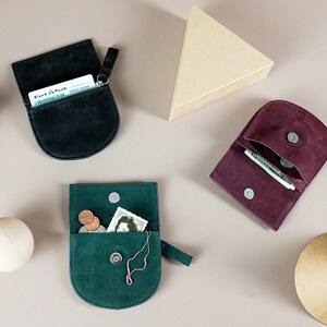 Half Moon Leather Wallet with Zipper, Small Geometric Money Purse, Minimalist Chic Wallet image 5