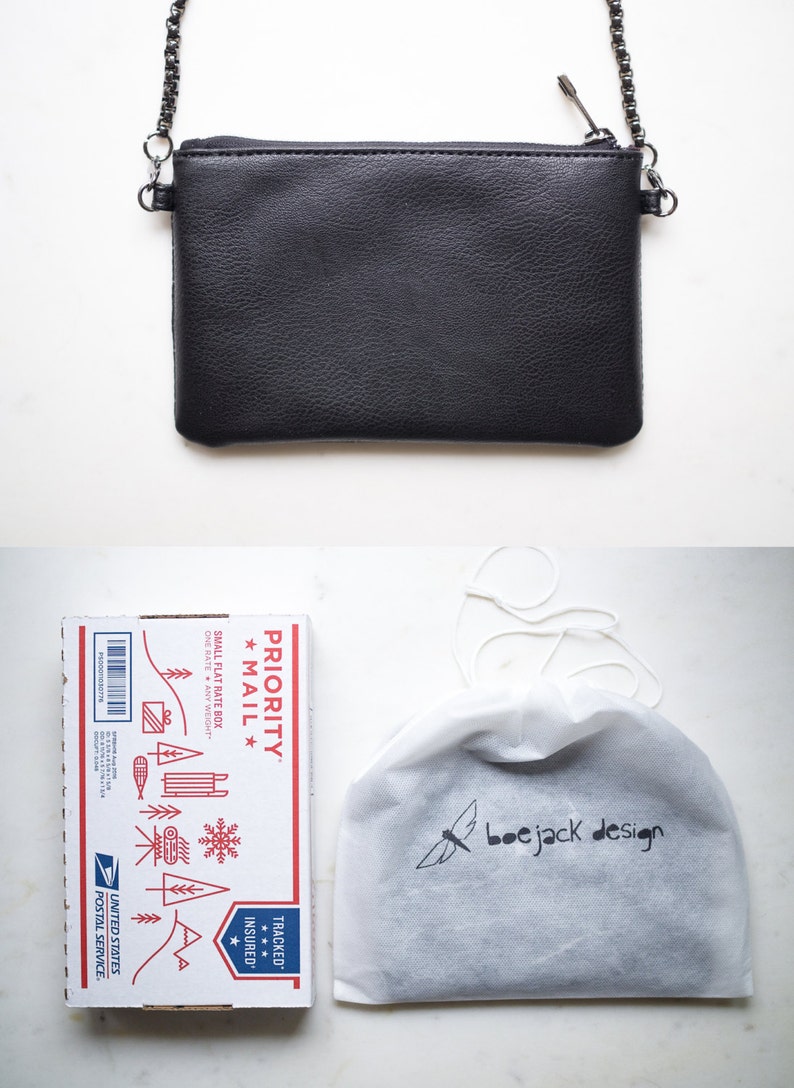 Cartera minimalista tipo sobre para mujer, monedero de mármol negro, tarjetero con cremallera imagen 5