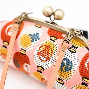 Colorful Clutch Purse, Japanese Lantern Bag, Evening Bag, Kiss Lock Purse, Clutch with Strap, Japanese Fabric, Unique Gifts for her image 5