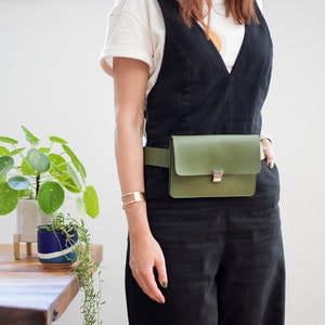 Minimalist Fanny Pack, Gray Belt Bag, Vegan Leather Hip Bag, Leather Waist Bag, Travel Bag, Festival Bag, Convertible Bag, Women's Bum Bag image 8