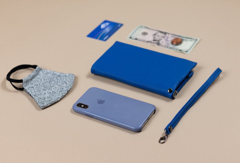 Cartera de cuero para mujer con correa para la muñeca, cartera plegable, billetera plegable, billetera minimalista tipo sobre con bolsillos con cremallera imagen 3
