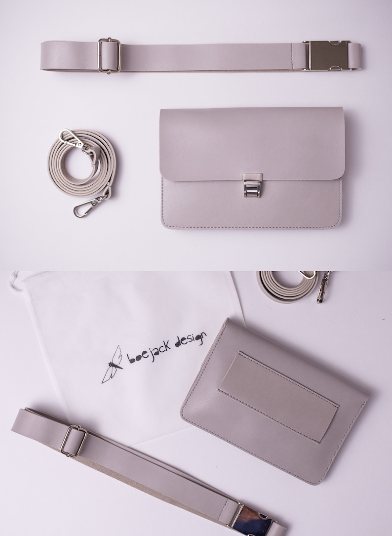 Minimalist Leather Belt Bag, Convertible Fanny Pack, Vegan Leather Waist Bag, Versatile Bum Bag, Small Belt Bag for Women image 8