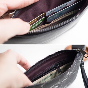 Cartera minimalista tipo sobre para mujer, monedero de mármol negro, tarjetero con cremallera imagen 3