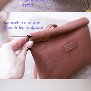Light Beige Leather Belt Bag, Fanny Pack for Women, Fold over Bag, Leather roll on bag, Convertible Belt Bag, Minimalist Belt Bag image 10