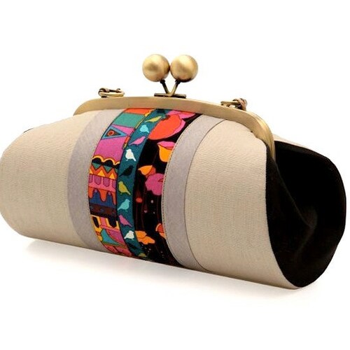 Colorful Clutch Purse Evening Clutch Kiss Lock Purse Etsy