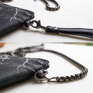 Cartera minimalista tipo sobre para mujer, monedero de mármol negro, tarjetero con cremallera imagen 4