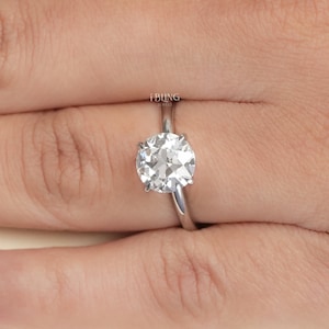 Old European Round Cut Diamond Engagement Ring / 0.50 to 3.00 CT Eco Friendly Diamond Ring / 14K White Gold Solitaire Diamond Ring