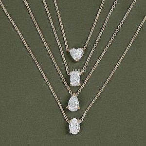 Lab Grown Diamond Solitaire Pendant Necklace / 1.00 CT Each Fancy Shape Diamond Pendant / IGI Certified Diamond Delicate Pendant For Her