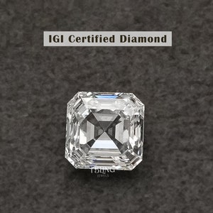 1.00 - 5.00 CT Asscher Cut Lab Grown Loose Diamond / IGI Certified Solitaire Diamond For Engagement Ring / Diamond For Personalized Jewelry