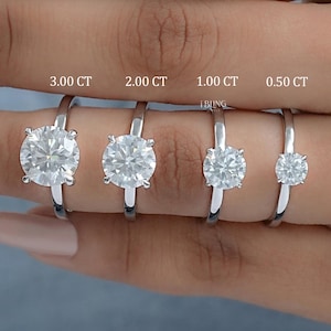Round Moissanite Solitaire Engagement Ring / Colorless Moissanite Promise Ring For Her / Claw Prong Set Women's Ring / Ready To Ship