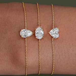 Solitaire Lab Grown Diamond Bracelet / IGI Certified 1.00 Carat Each Diamond Bracelet / 14K Solid Gold Wedding Jewelry / Anniversary Gifts