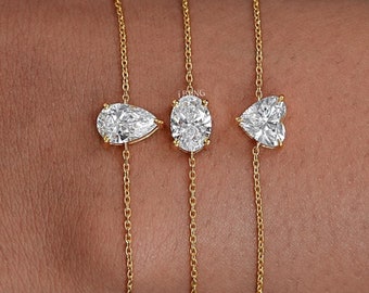 Solitaire Lab Grown Diamond Bracelet / IGI Certified 1.00 Carat Each Diamond Bracelet / 14K Solid Gold Wedding Jewelry / Anniversary Gifts