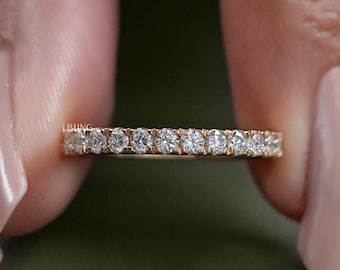 1.80 mm runder im Labor gewachsener Diamant Band / EF-VS Halbe Eternity Lab Diamant Ehering / 14K Solid Gold Umweltfreundlicher Diamant Verlobungsring