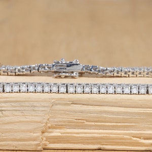 Round Moissanite Bracelet / 2.60 MM Round Diamond Bracelet / 14K White Gold Moissanite Bracelet / Women Wedding Bracelet/ Anniversary Gift