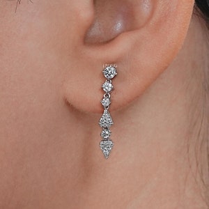 Rund geschnittene Labor gewachsene Diamant-Ohrringe / konfliktfreie Diamant-Brautjungfer-Ohrringe / 14K Solid Gold CVD Diamant-Hochzeits-Ohrringe